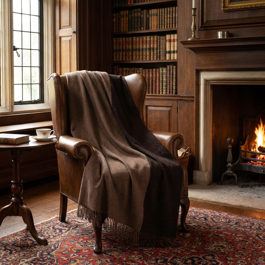 Highland Tweeds Reversible Double Cloth Throw (Mocha/Brown)-Throws and Blankets-[bar code]-Prince of Scots