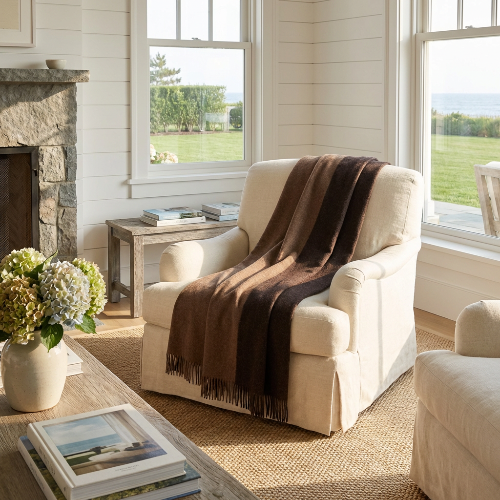 Highland Tweeds Reversible Double Cloth Throw (Mocha/Brown)-Throws and Blankets-[bar code]-Prince of Scots