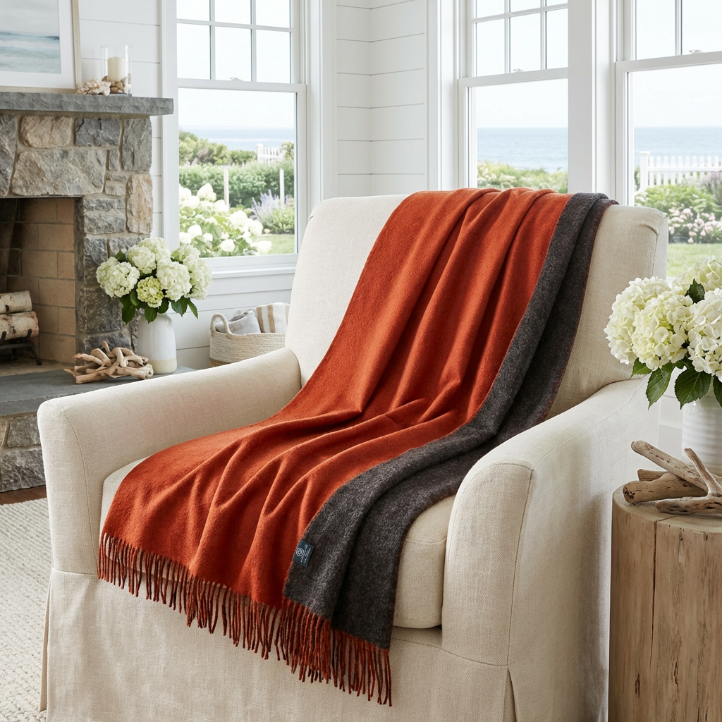 Highland Tweeds Reversible Double Cloth Throw (Orange/Brown)-Throws and Blankets-[bar code]-Prince of Scots