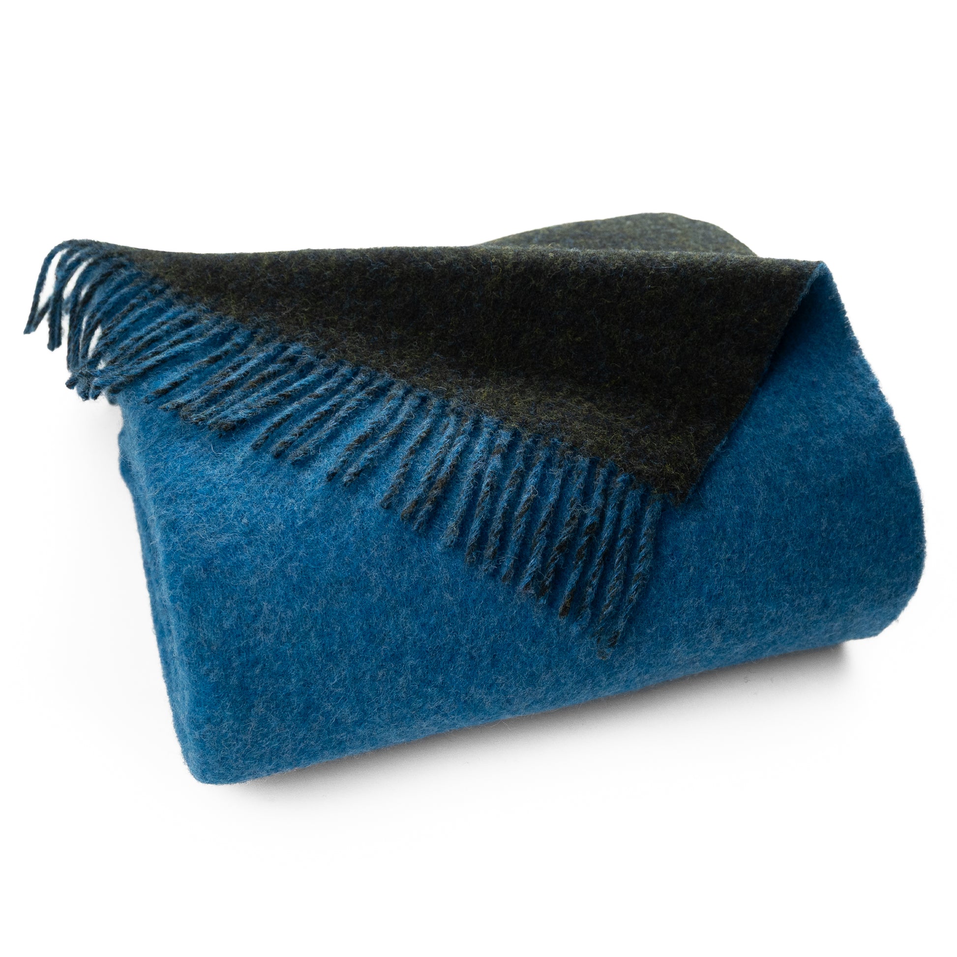 Highland Tweeds Reversible Double Cloth Throw (Sea/Green)-Throws and Blankets-[bar code]-Prince of Scots