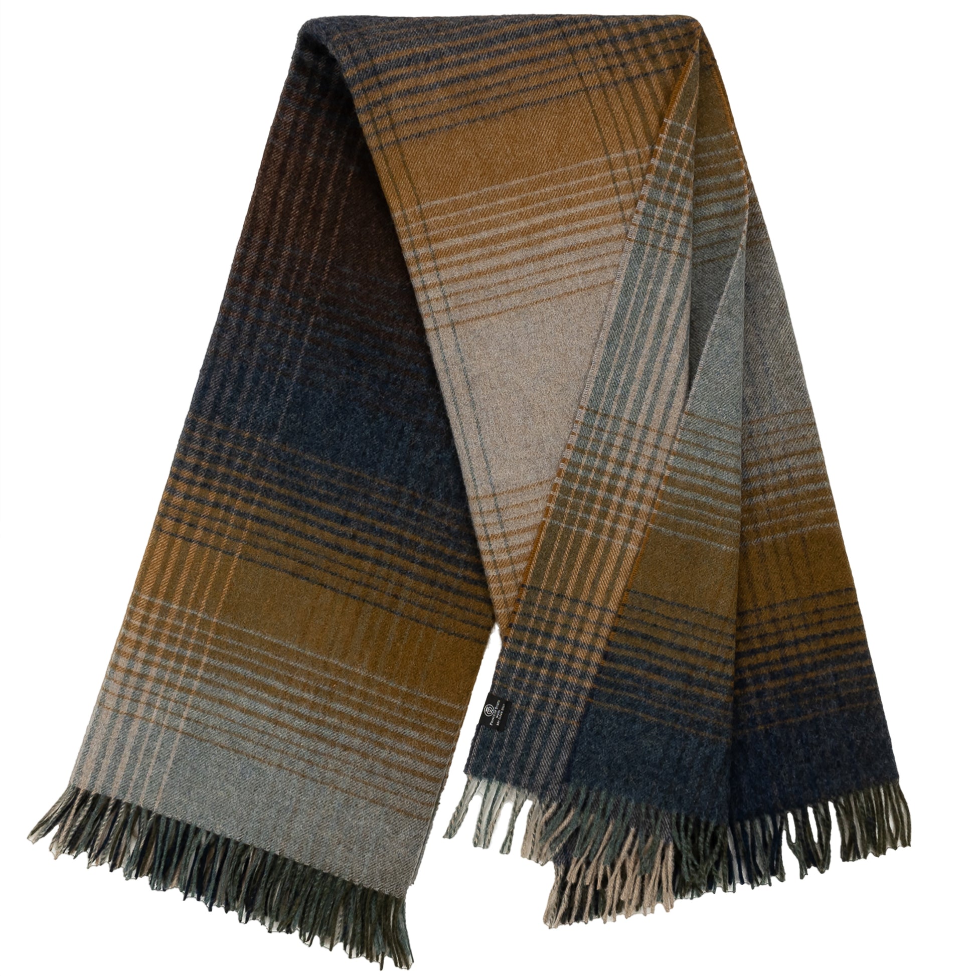 Highland Tweeds Shetland Lambswool Ombre Throw (Blue) Available 4/25-Throws and Blankets-[bar code]-Prince of Scots