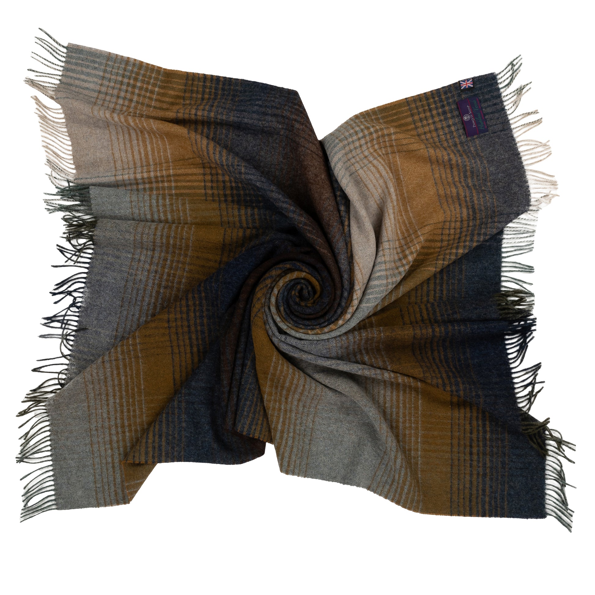 Highland Tweeds Shetland Lambswool Ombre Throw (Blue) Available 4/25-Throws and Blankets-[bar code]-Prince of Scots