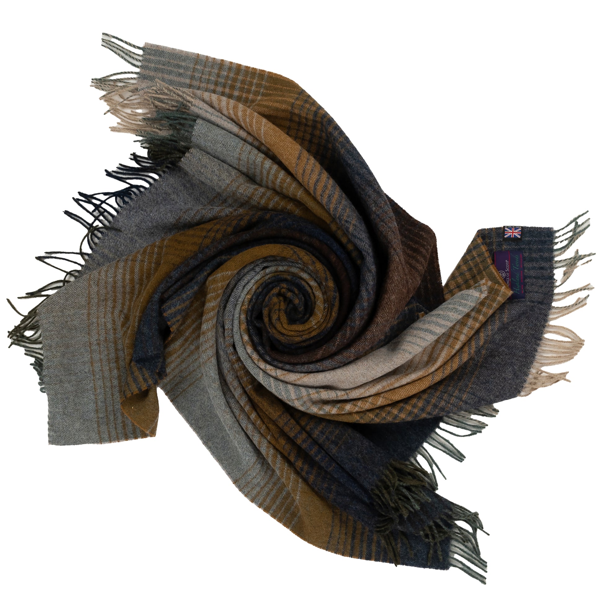 Highland Tweeds Shetland Lambswool Ombre Throw (Blue) Available 4/25-Throws and Blankets-[bar code]-Prince of Scots