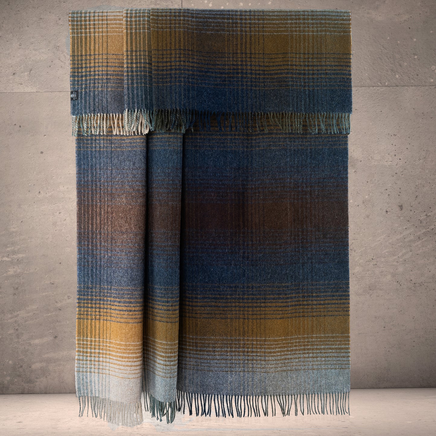 Highland Tweeds Shetland Lambswool Ombre Throw (Blue) Available 4/25-Throws and Blankets-[bar code]-Prince of Scots