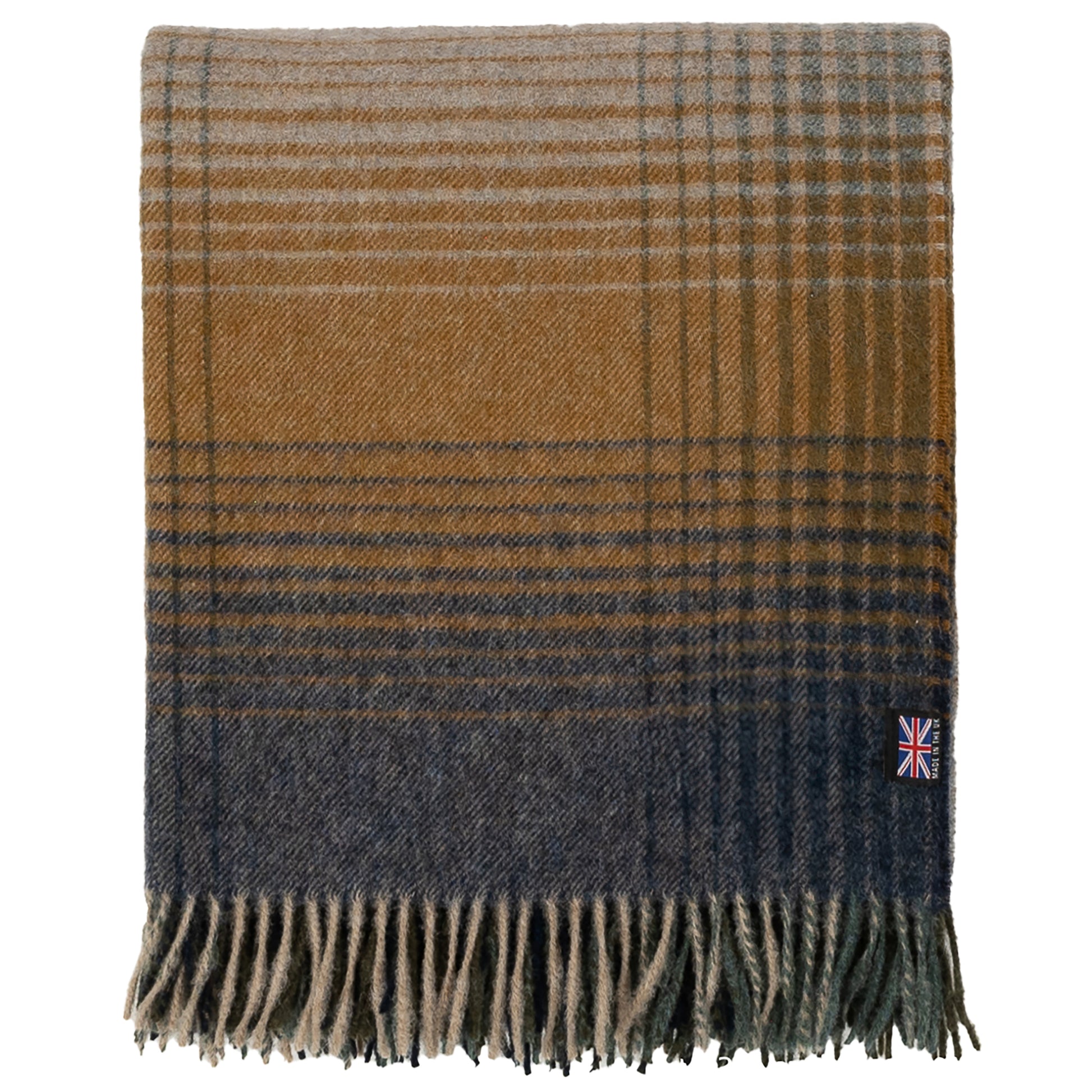Highland Tweeds Shetland Lambswool Ombre Throw (Blue) Available 4/25-Throws and Blankets-[bar code]-Prince of Scots