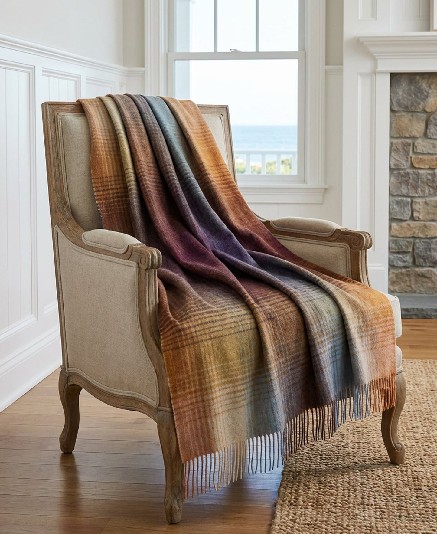 Highland Tweeds Shetland Lambswool Ombre Throw - Burgundy-Throws and Blankets-[bar code]-Prince of Scots