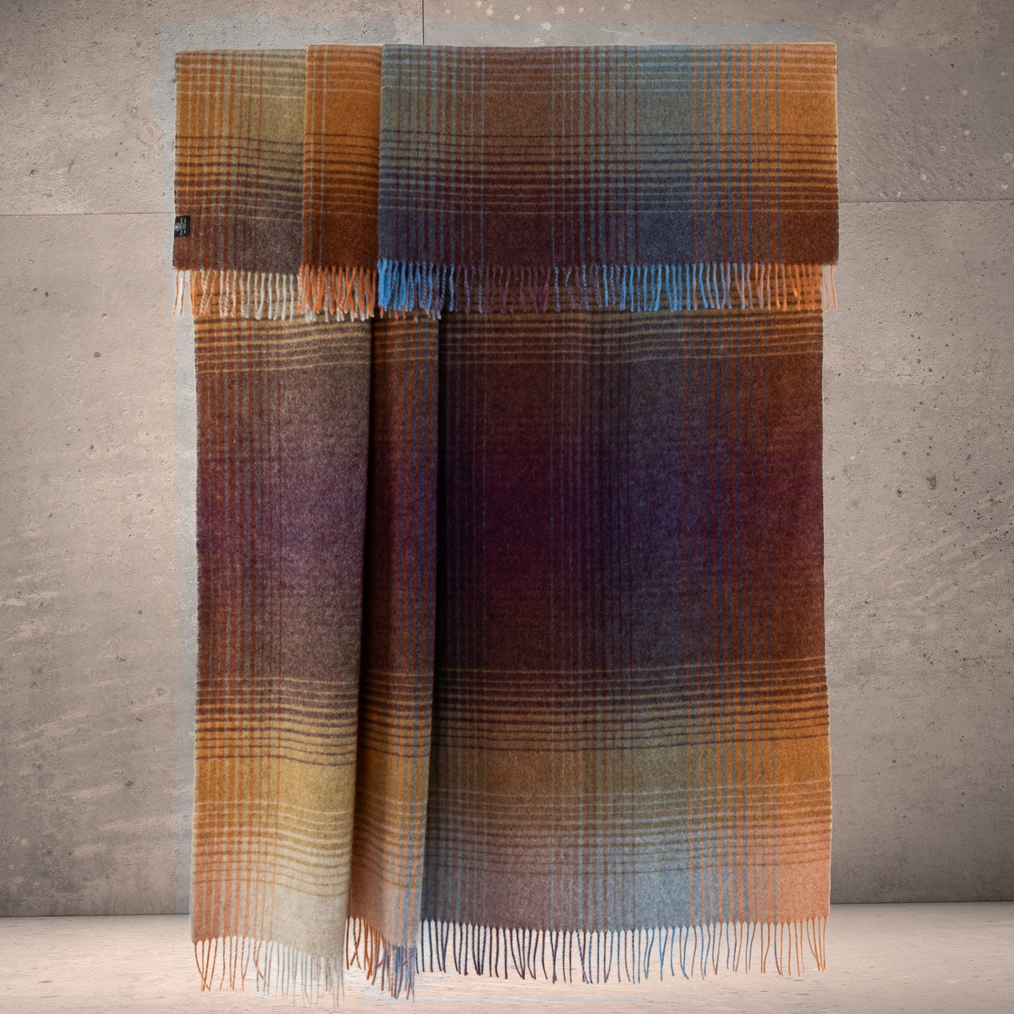 Highland Tweeds Shetland Lambswool Ombre Throw (Burgundy) Available 4/25-Throws and Blankets-[bar code]-Prince of Scots