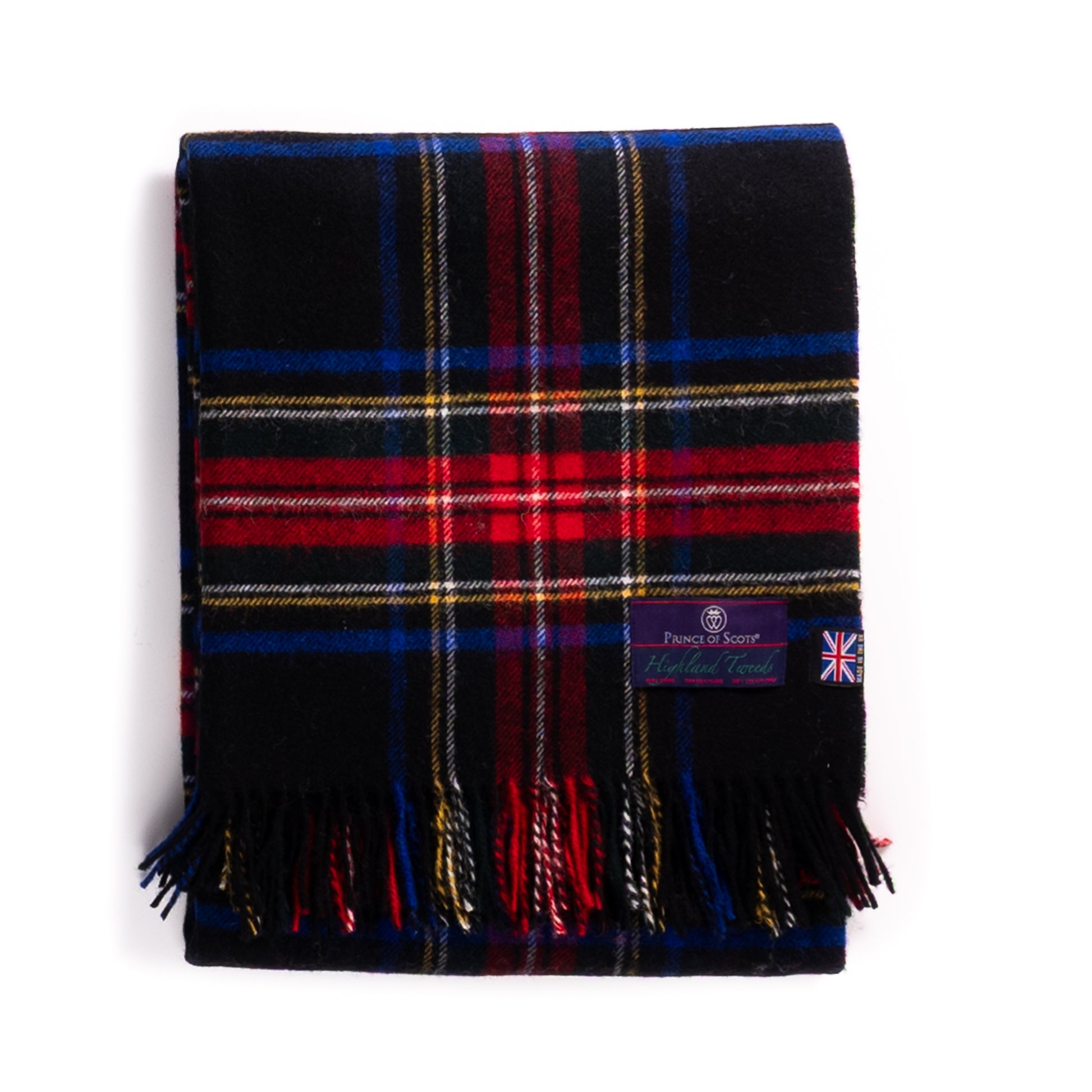 Highland Tweeds Shetland Lambswool Throw (Black Stewart)-Throws and Blankets-[bar code]-Prince of Scots