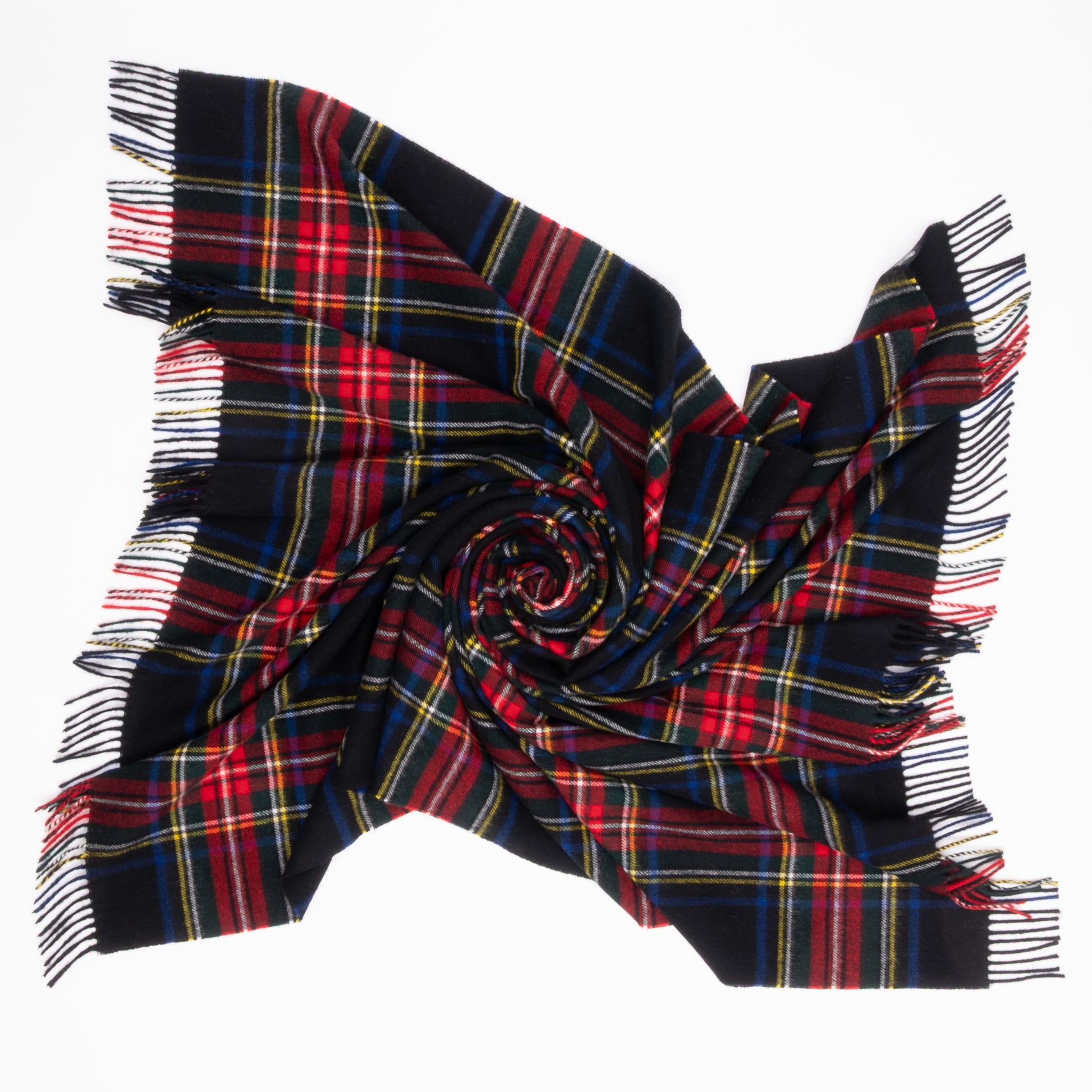 Highland Tweeds Shetland Lambswool Throw (Black Stewart)-Throws and Blankets-[bar code]-Prince of Scots