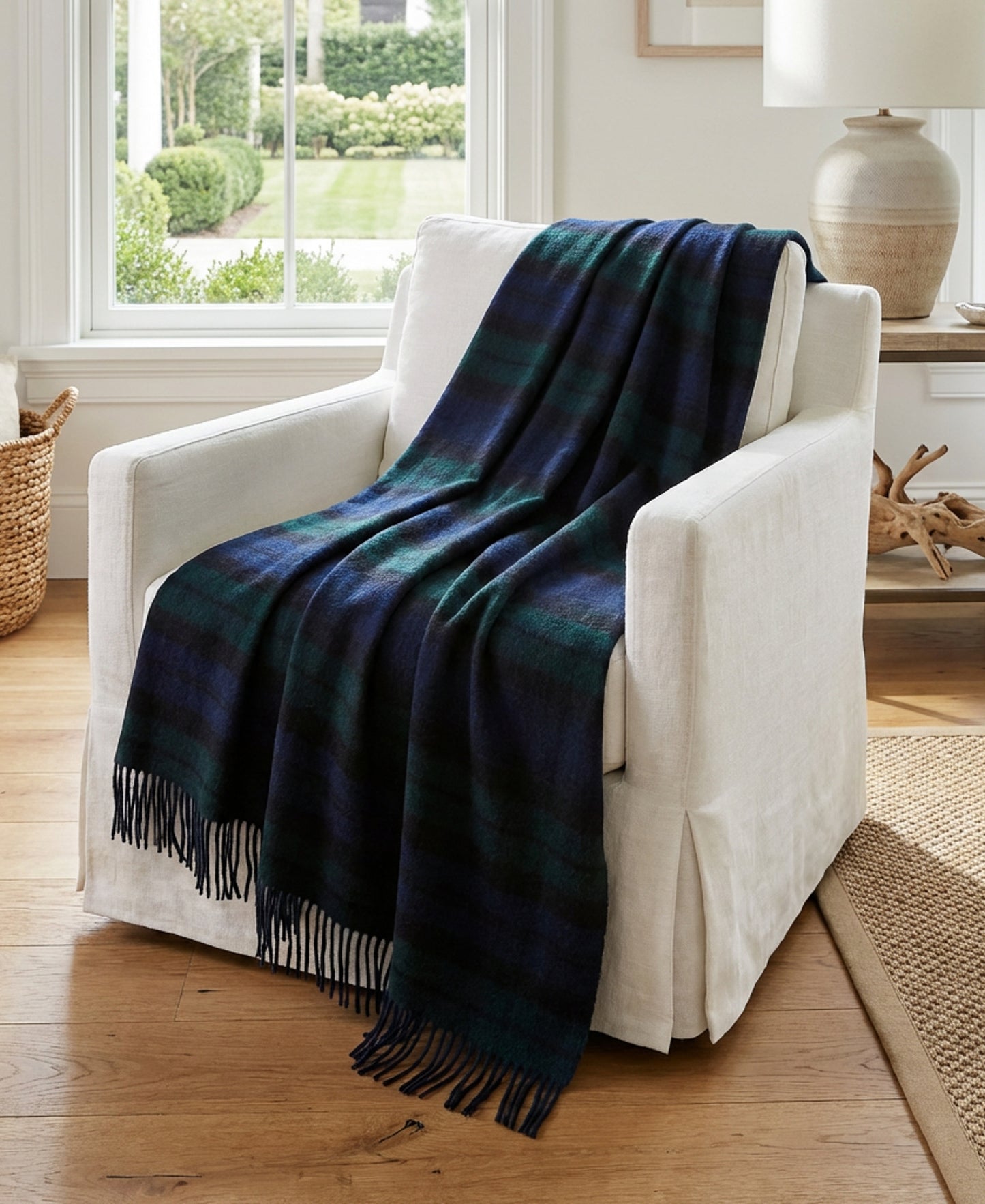 Highland Tweeds Shetland Lambswool Throw (Black Watch)-Throws and Blankets-[bar code]-Prince of Scots