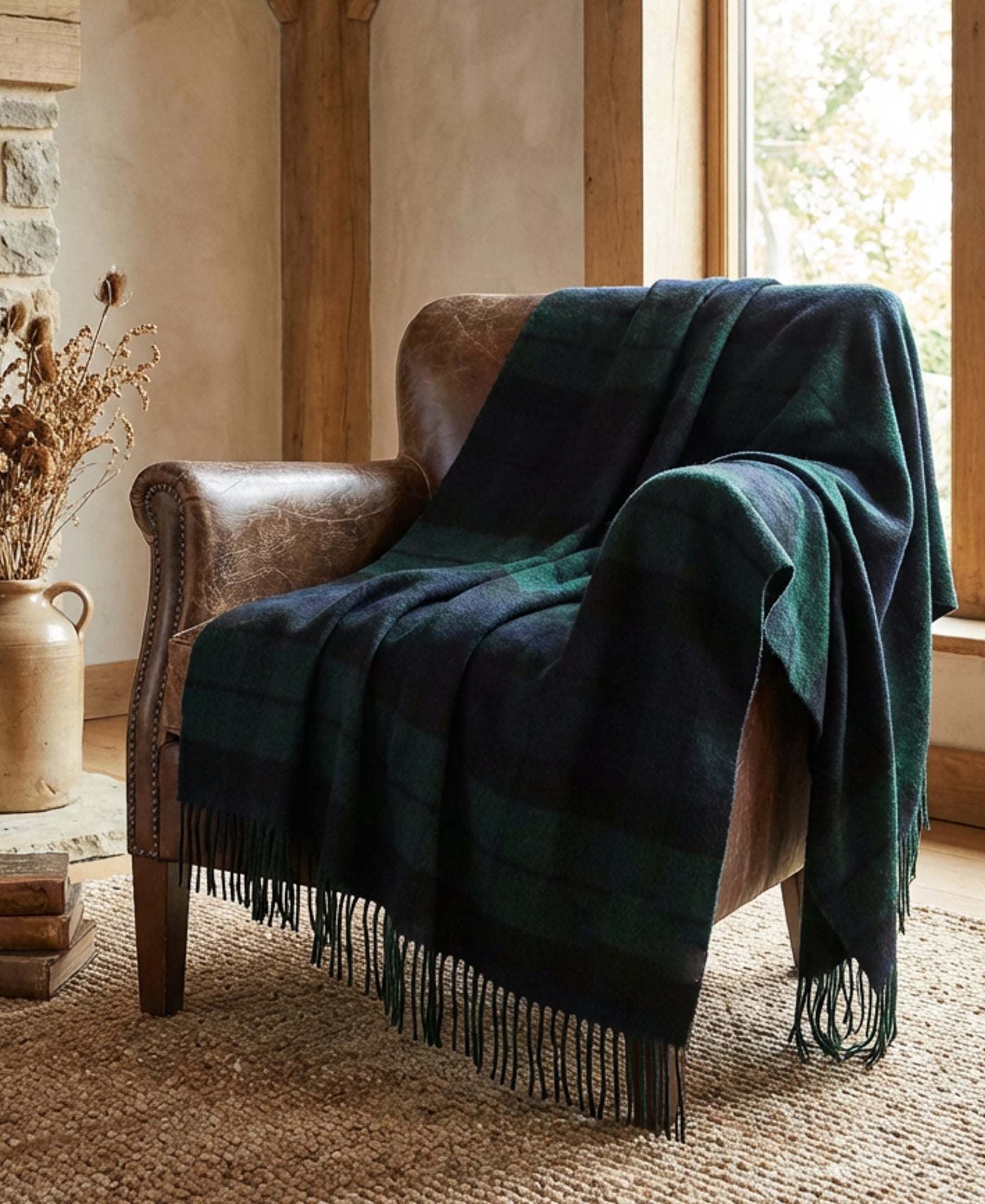 Highland Tweeds Shetland Lambswool Throw (Black Watch)-Throws and Blankets-[bar code]-Prince of Scots