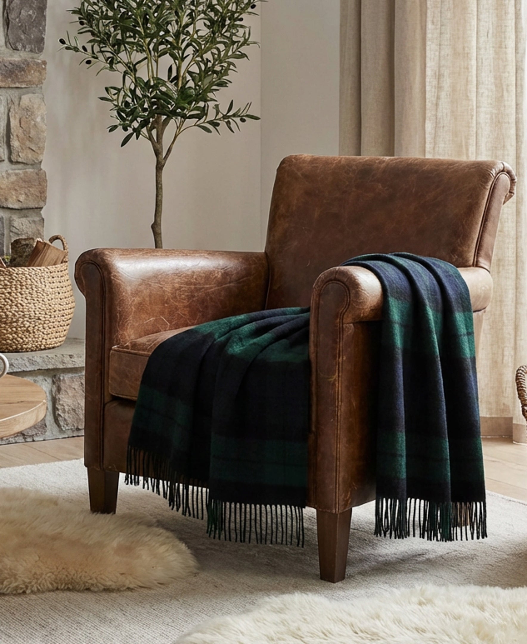 Highland Tweeds Shetland Lambswool Throw (Black Watch)-Throws and Blankets-[bar code]-Prince of Scots
