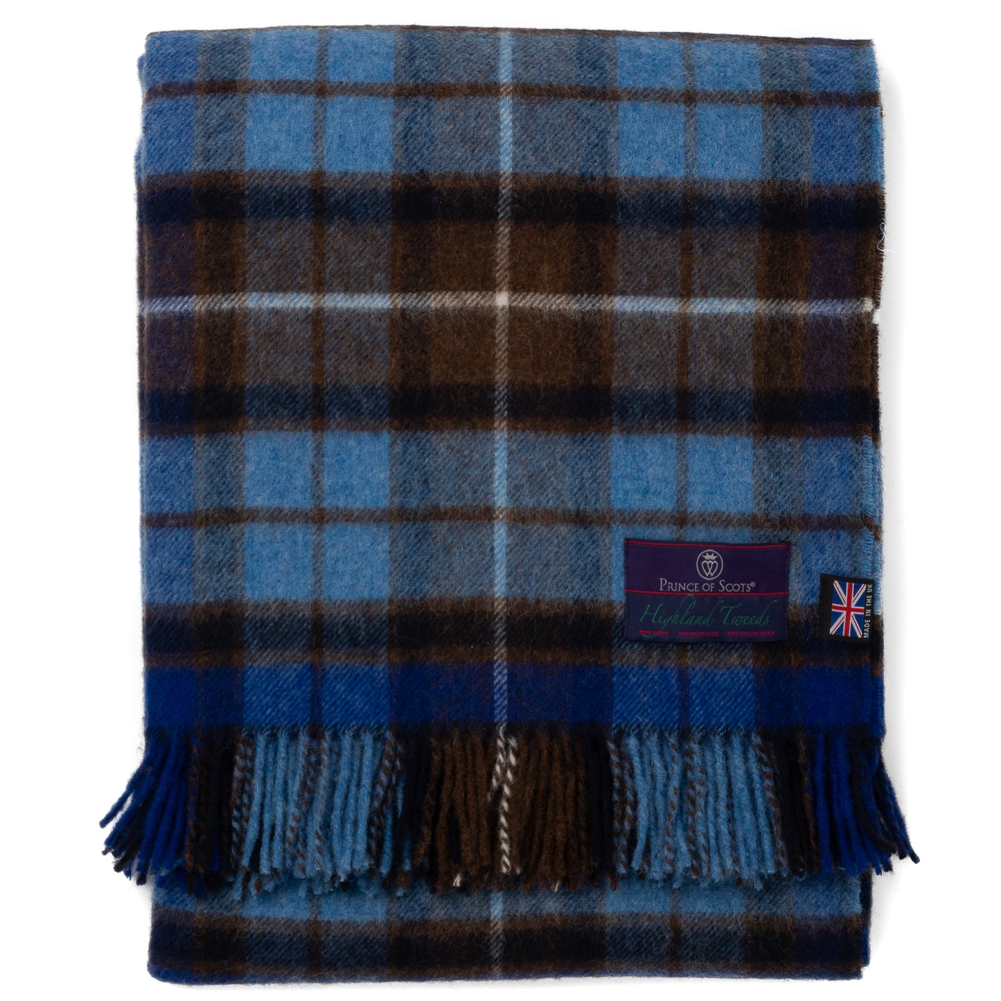 Highland Tweeds Shetland Lambswool Throw (Blue Buchanan)-Throws and Blankets-[bar code]-Prince of Scots