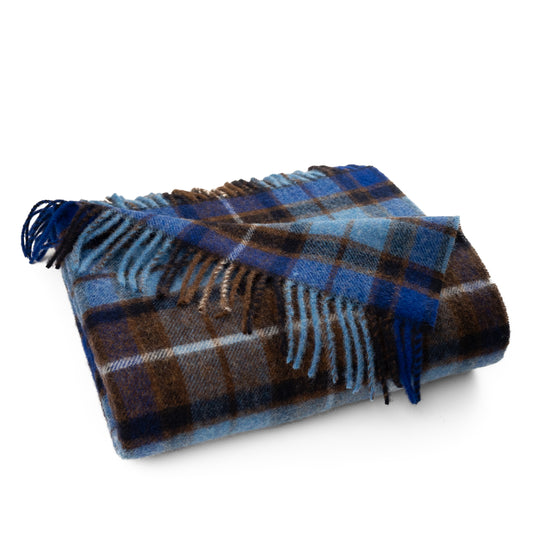 Highland Tweeds Shetland Lambswool Throw (Blue Buchanan)-Throws and Blankets-[bar code]-Prince of Scots