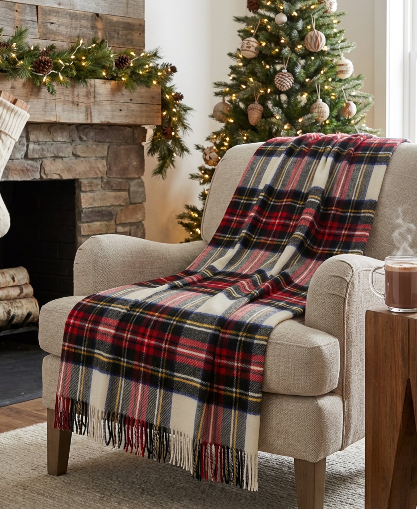 Highland Tweeds Shetland Lambswool Throw (Dress Stewart)-Throws and Blankets-[bar code]-Prince of Scots