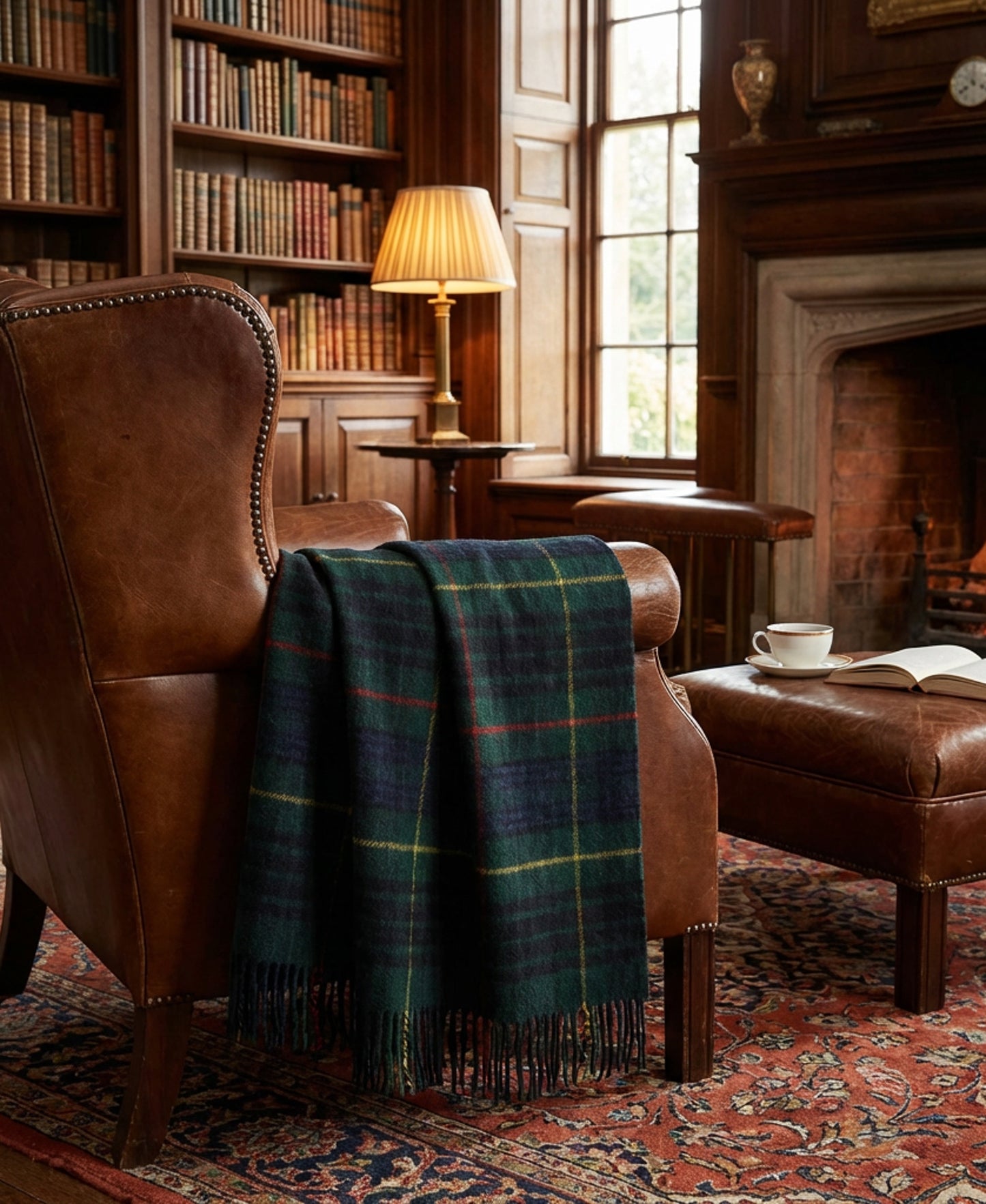 Highland Tweeds Shetland Lambswool Throw (Hunting Stewart)-Throws and Blankets-[bar code]-Prince of Scots