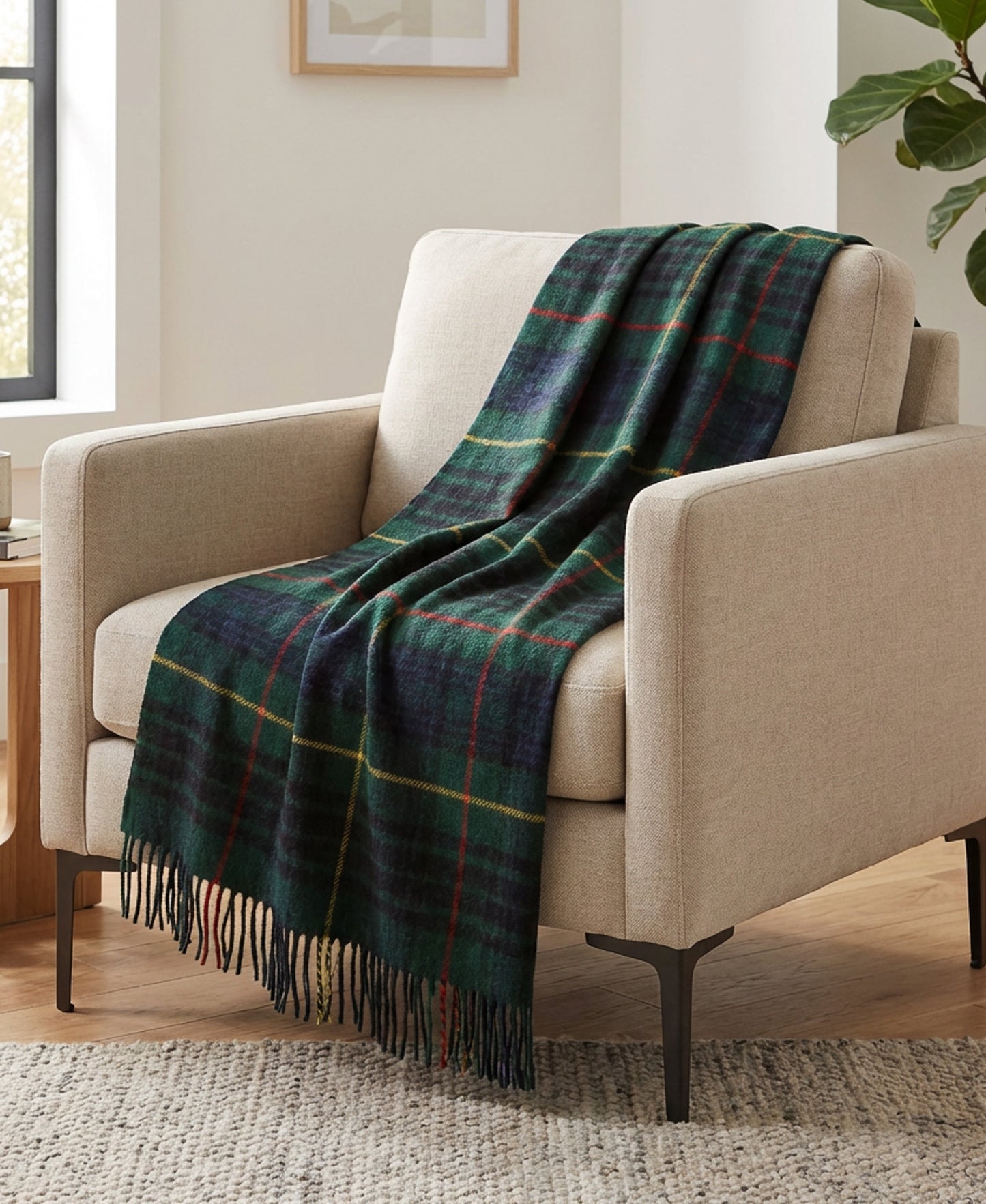 Highland Tweeds Shetland Lambswool Throw (Hunting Stewart)-Throws and Blankets-[bar code]-Prince of Scots