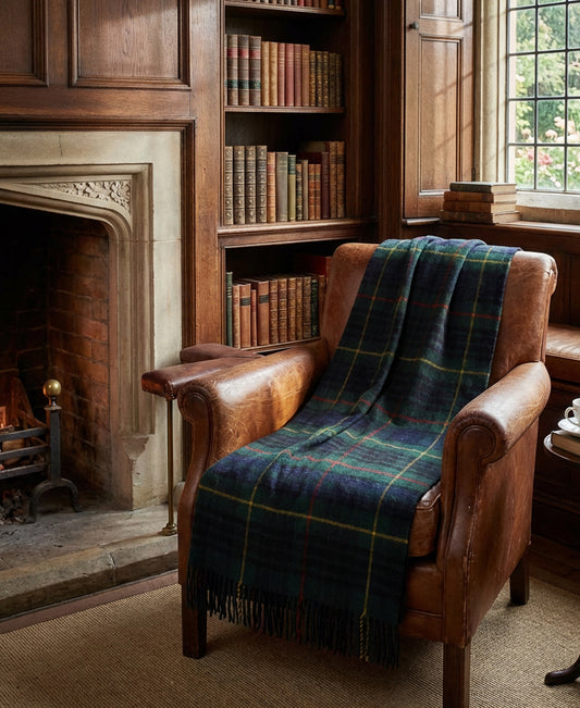 Highland Tweeds Shetland Lambswool Throw (Hunting Stewart)-Throws and Blankets-[bar code]-Prince of Scots