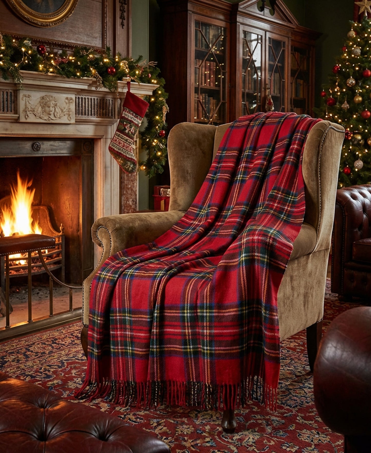 Highland Tweeds Shetland Lambswool Throw (Royal Stewart)-Throws and Blankets-[bar code]-Prince of Scots