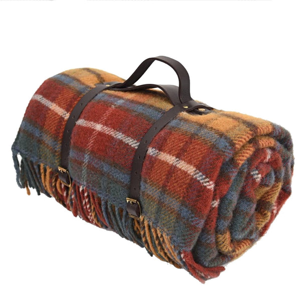 Highland Tweed Tartan Roll-Up Picnic Blanket ~ Antique Buchanan ~-Throws and Blankets-Prince of Scots-Q4050030-012-Prince of Scots