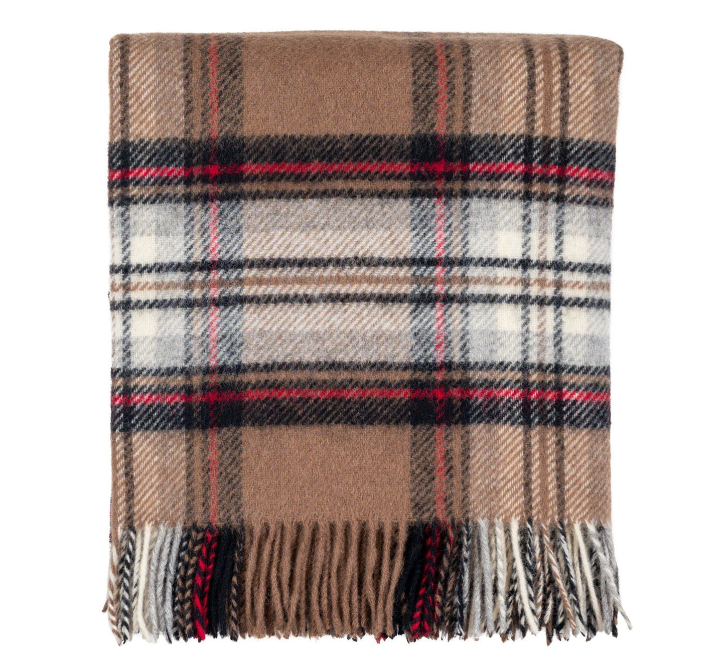 Prince of Scots Highland Tweed Pure New Wool Throw ~Camel Stewart ~-Throws and Blankets-634934462551-J4050028-003-Prince of Scots