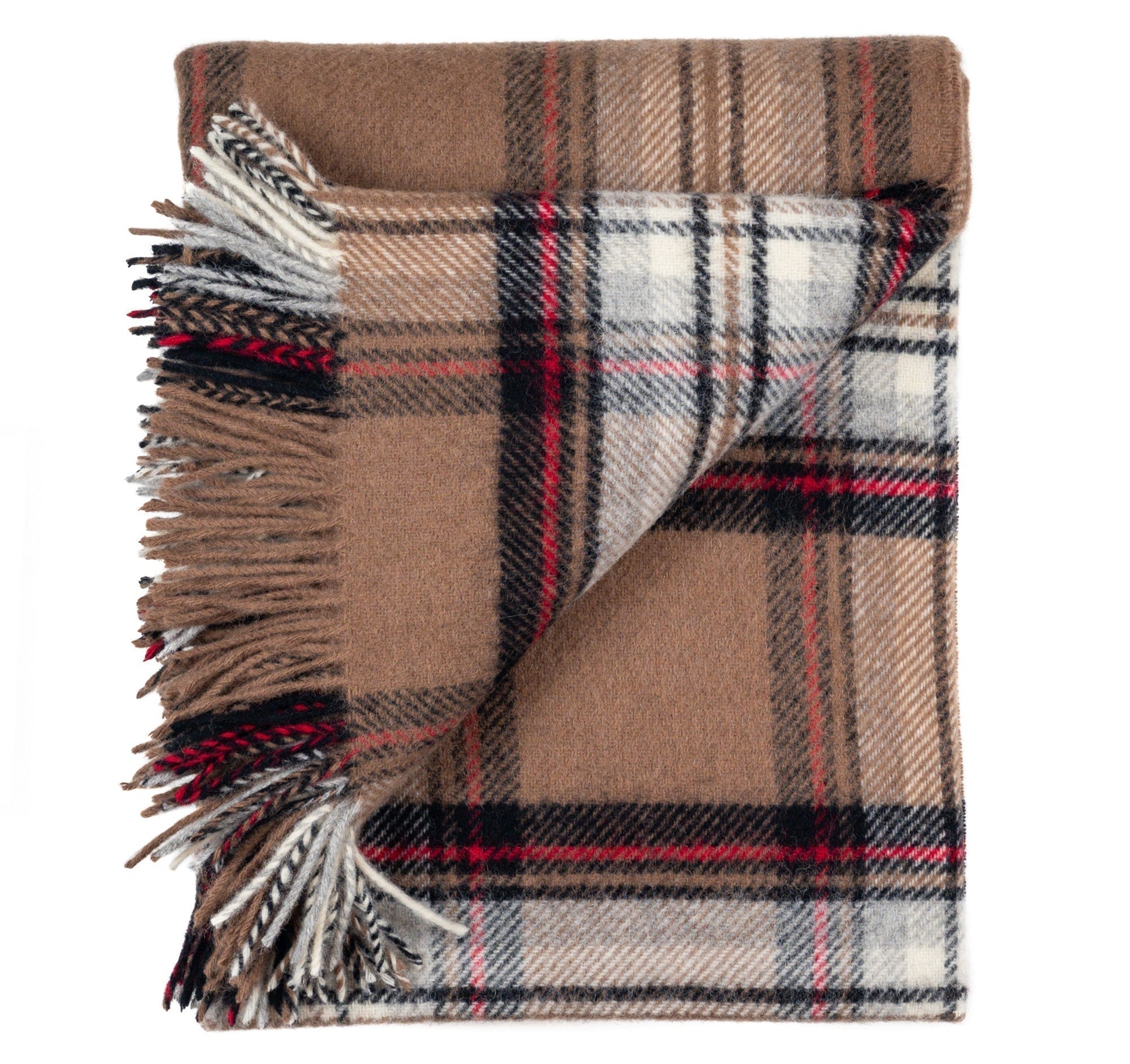 Prince of Scots Highland Tweed Pure New Wool Throw ~Camel Stewart ~-Throws and Blankets-634934462551-J4050028-003-Prince of Scots