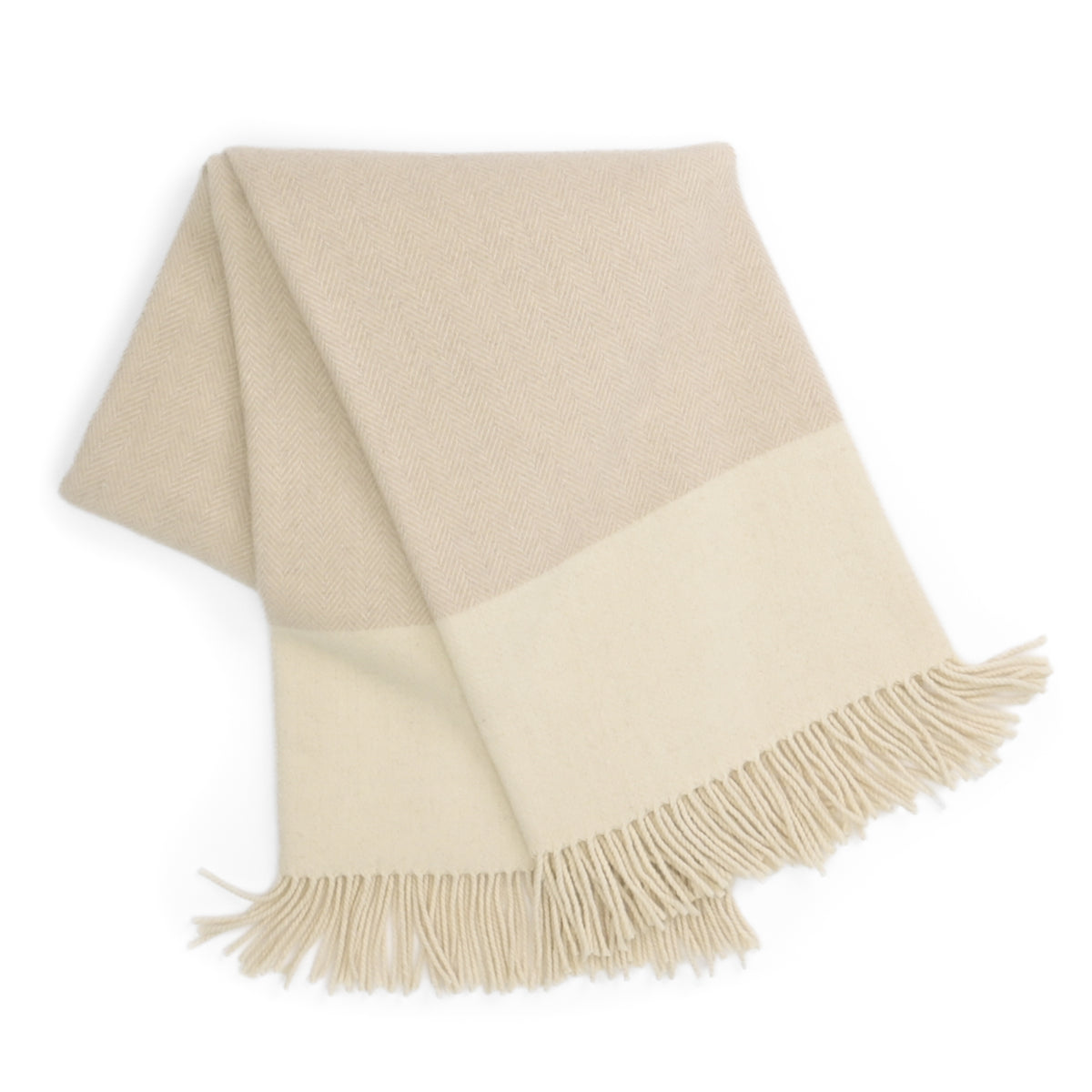 Southampton Home Portofino Herringbone Fine Australian Wool Throw ~ Beige