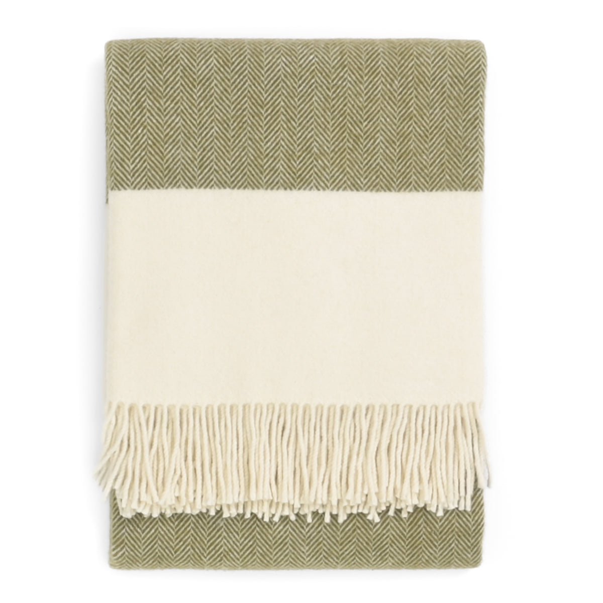 Southampton Home Portofino Herringbone Fine Australian Wool Throw ~ Olive Grove