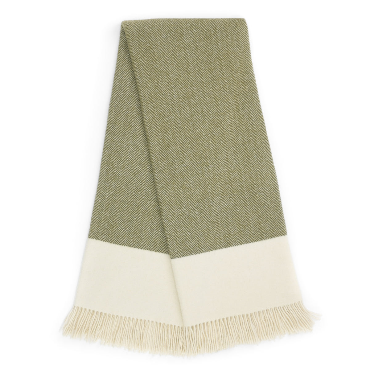 Southampton Home Portofino Herringbone Fine Australian Wool Throw ~ Olive Grove