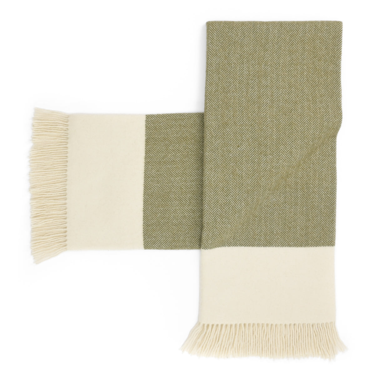 Southampton Home Portofino Herringbone Fine Australian Wool Throw ~ Olive Grove