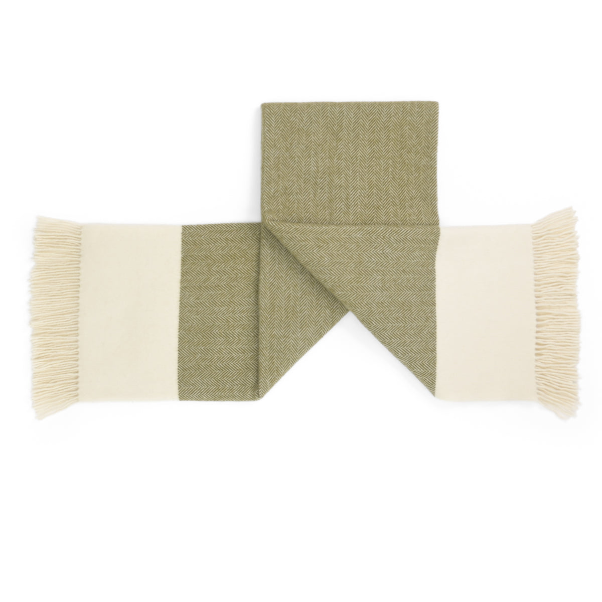 Southampton Home Portofino Herringbone Fine Australian Wool Throw ~ Olive Grove