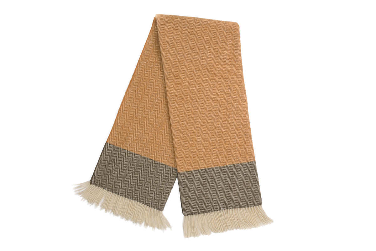 Southampton Home Portofino Herringbone Fine Australian Wool Throw ~ Golden Sand