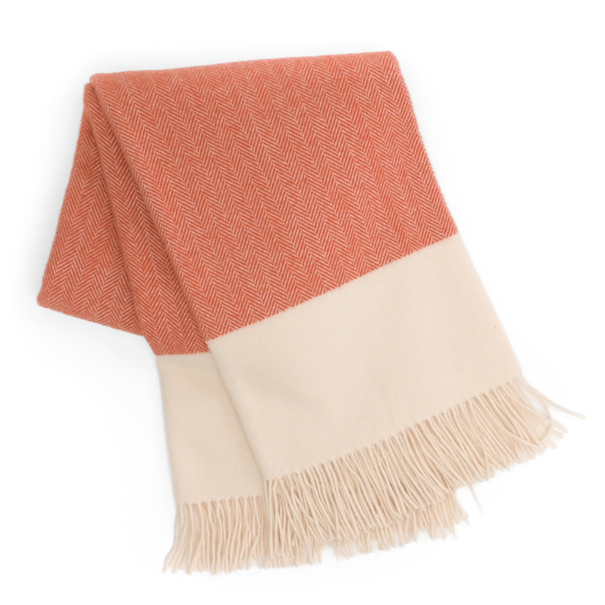 Southampton Home Portofino Herringbone Fine Australian Wool Throw ~ Terracotta