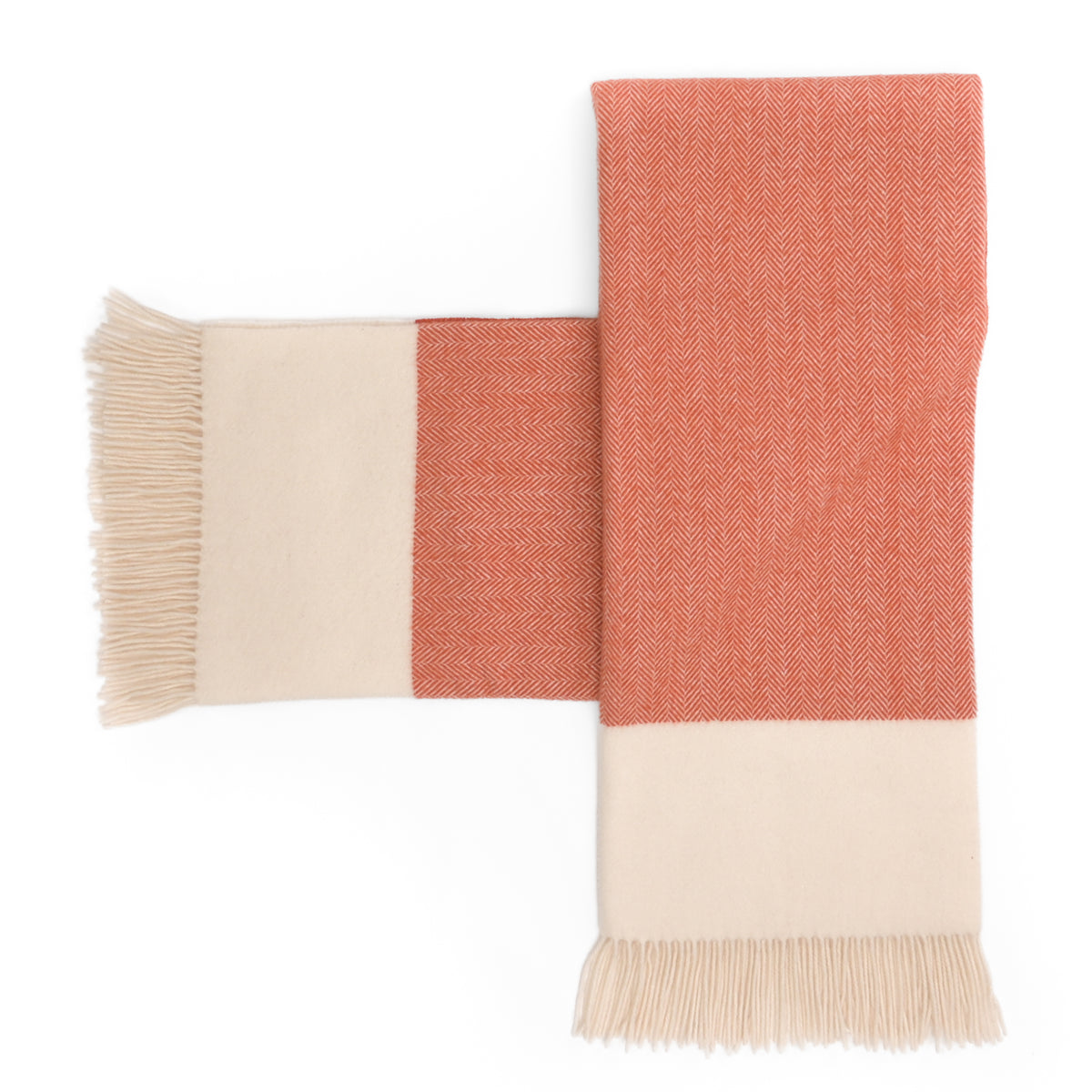 Southampton Home Portofino Herringbone Fine Australian Wool Throw ~ Terracotta