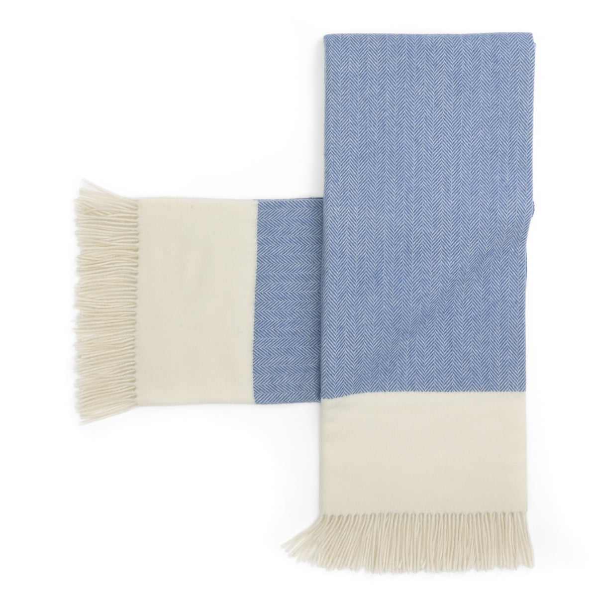 Southampton Home Portofino Herringbone Fine Australian Wool Throw ~ Riviera Blue