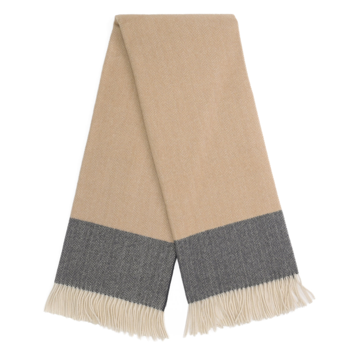 Southampton Home Portofino Herringbone Fine Australian Wool Throw ~ Greige