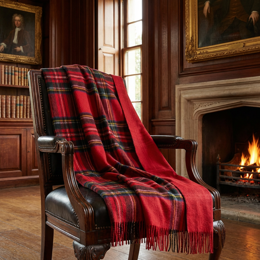 Prince of Scots Double Merino Reversible Throw (Royal Stewart)-Throws and Blankets-[bar code]-Prince of Scots