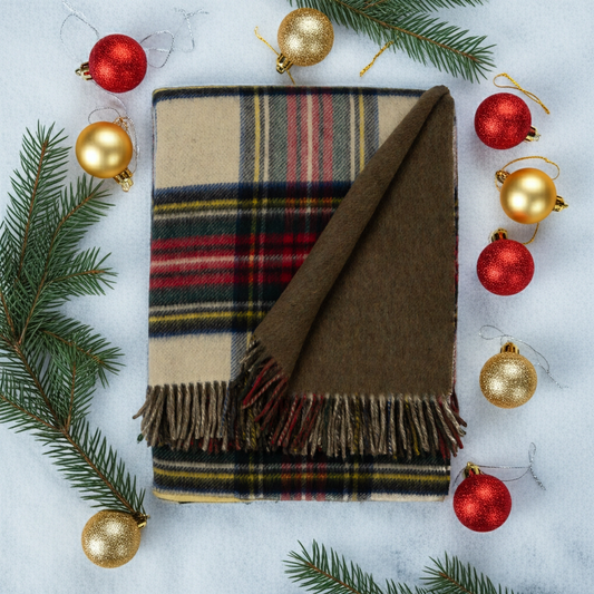 Prince of Scots Double Merino Reversible Throw (Vintage Dress Stewart)-Throws and Blankets-[bar code]-Prince of Scots