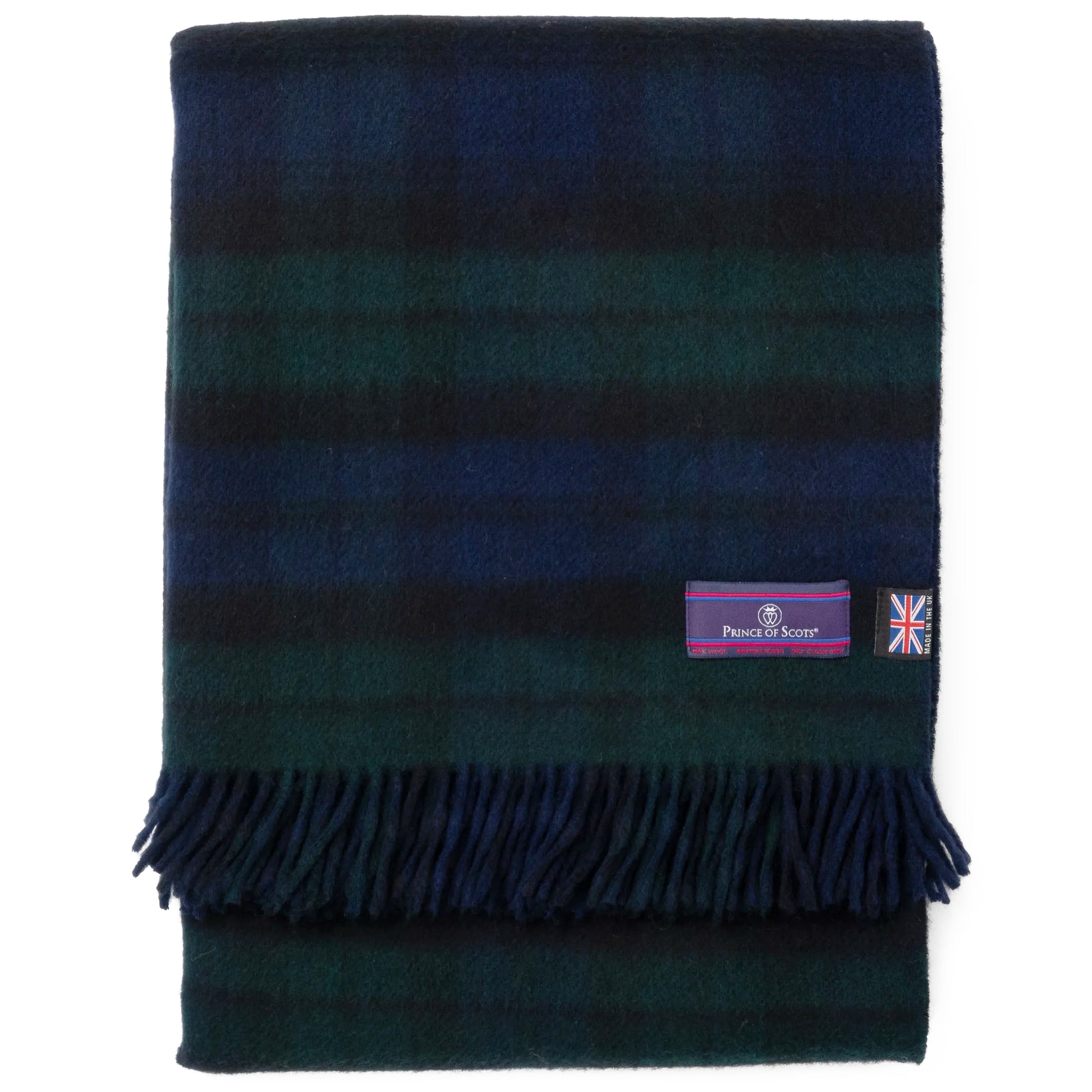 Prince of Scots Double Merino Reversible Throw (Black Watch)-Throws and Blankets-[bar code]-Prince of Scots