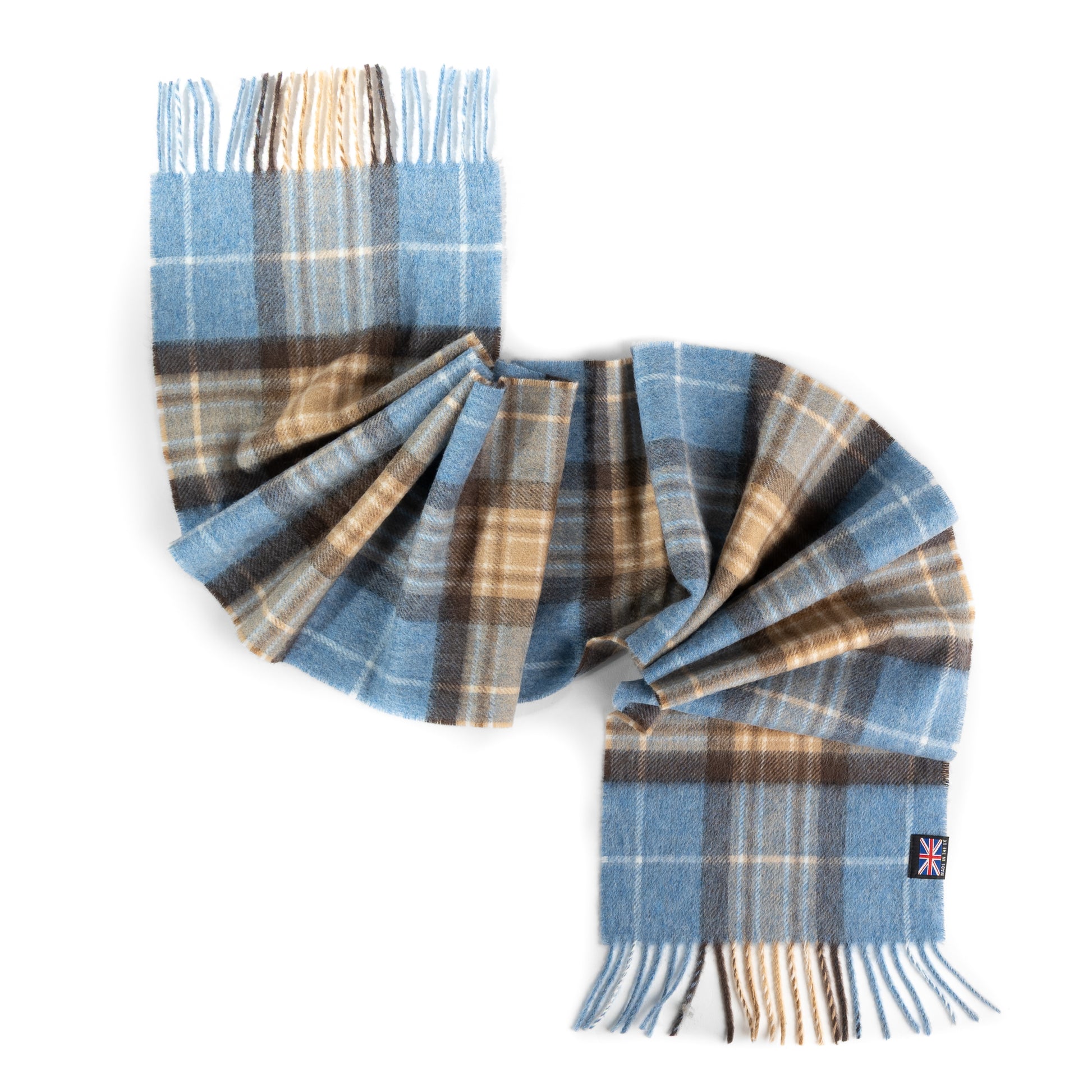 Prince of Scots Fringed Merino Wool Scarf (Blue McKellar)-scarf-[bar code]-Prince of Scots