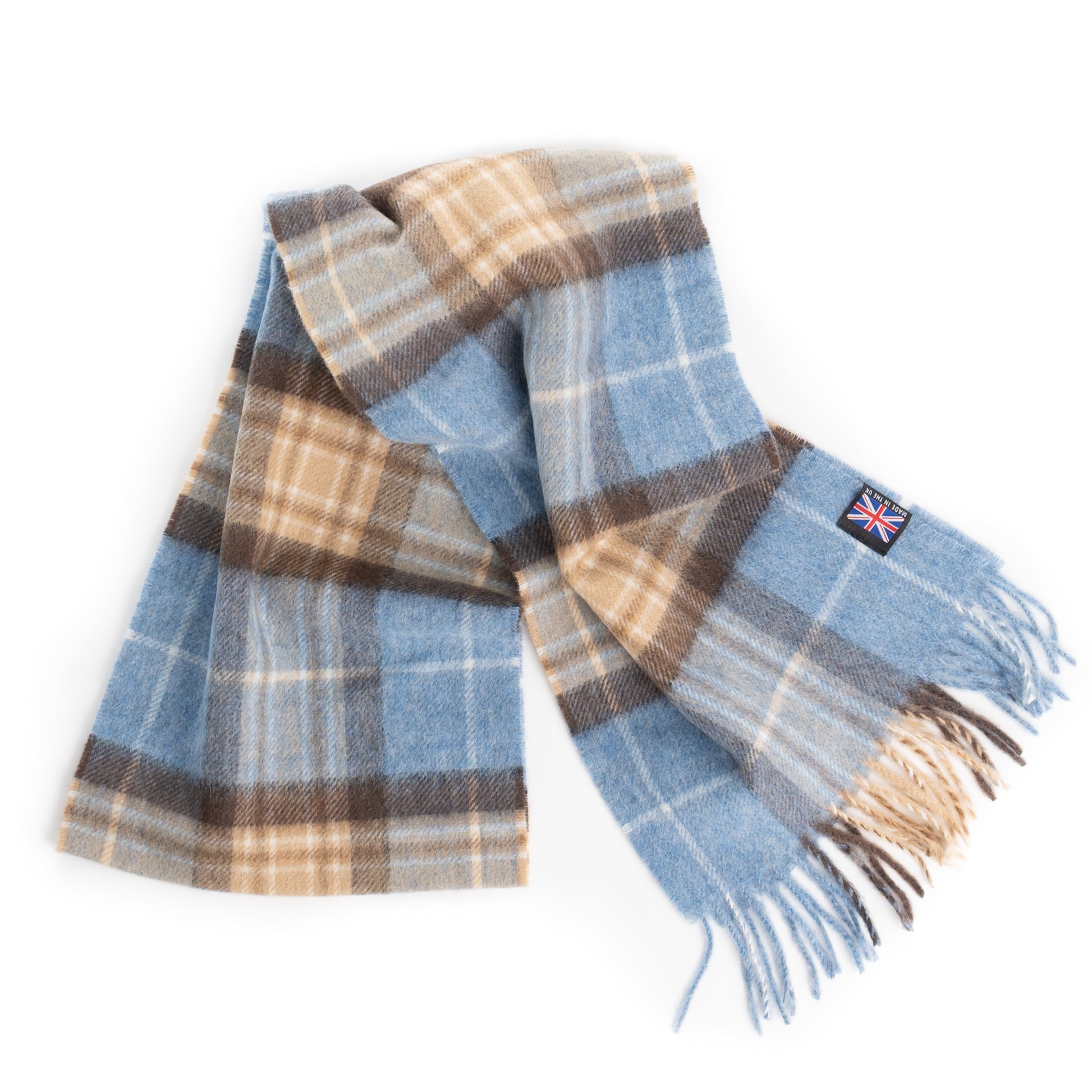 Prince of Scots Fringed Merino Wool Scarf (Blue McKellar)-scarf-[bar code]-Prince of Scots