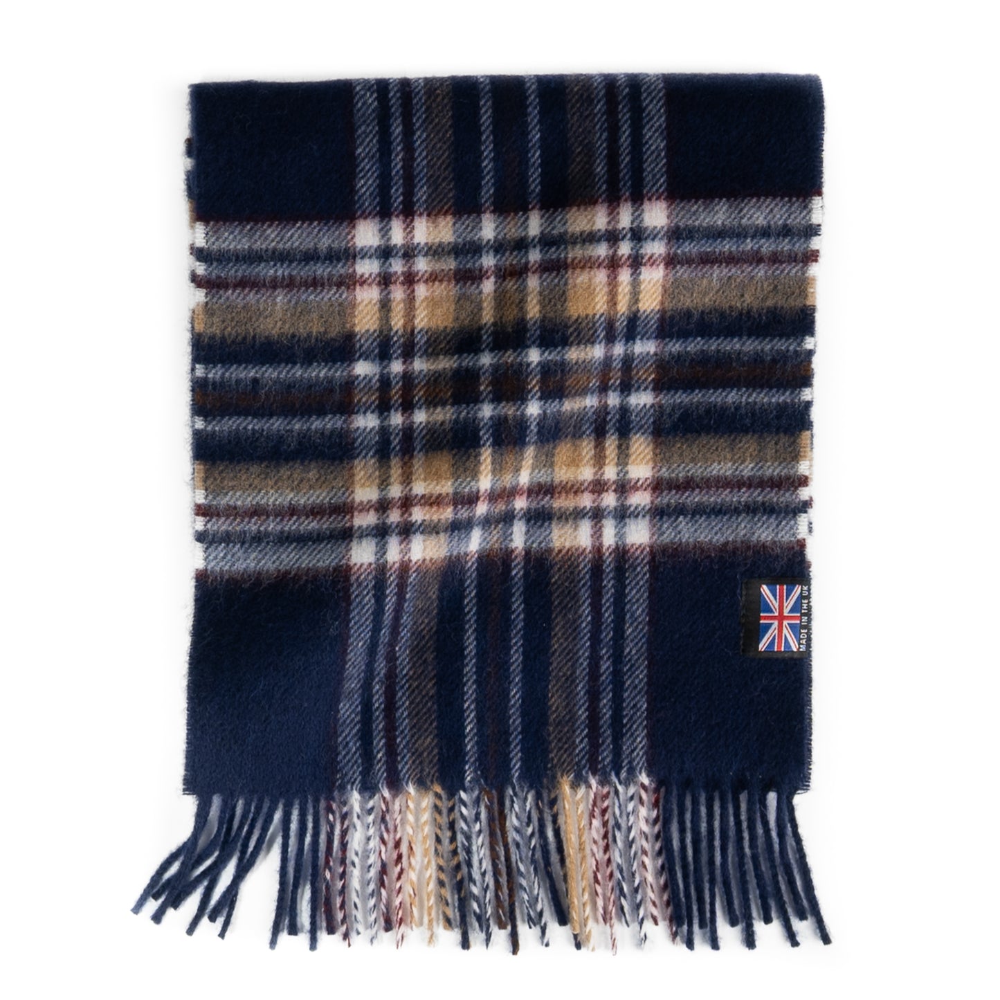 Prince of Scots Fringed Merino Wool Scarf (Navy Stewart)-scarf-[bar code]-Prince of Scots
