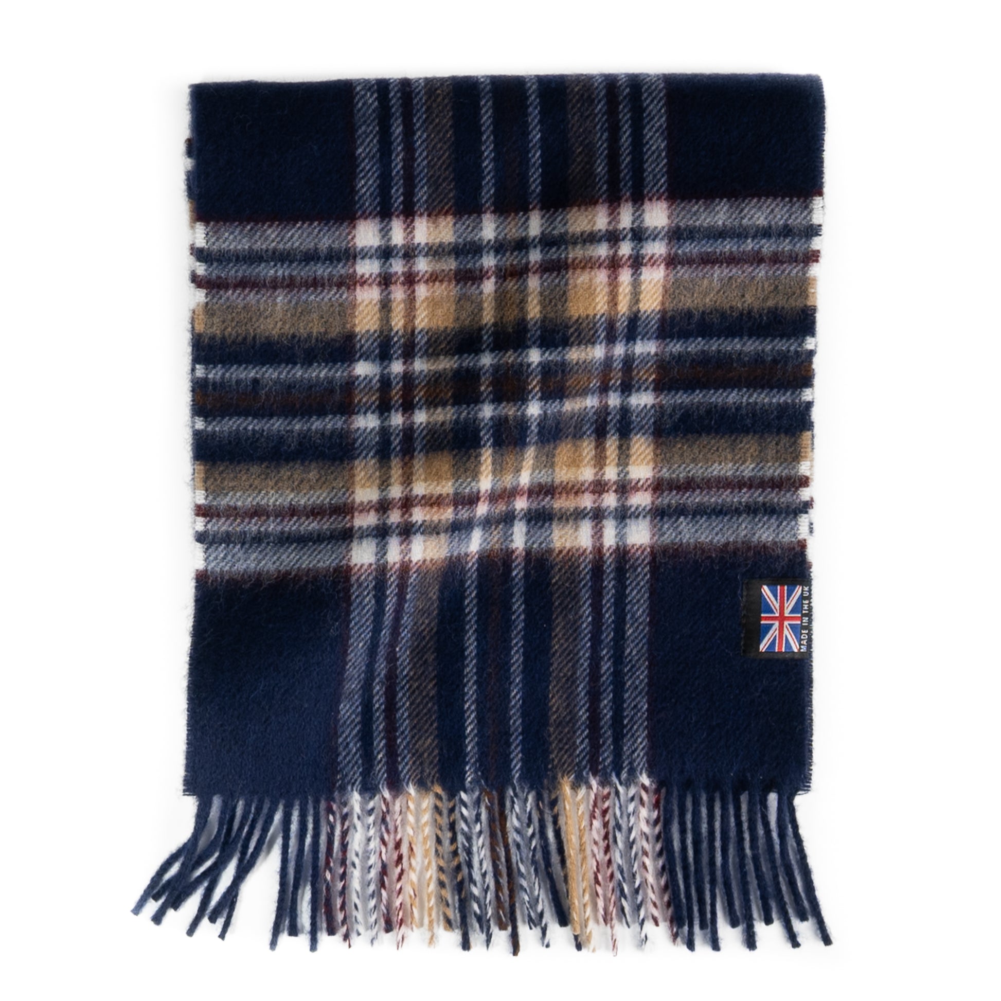 Prince of Scots Fringed Merino Wool Scarf (Navy Stewart)-scarf-[bar code]-Prince of Scots