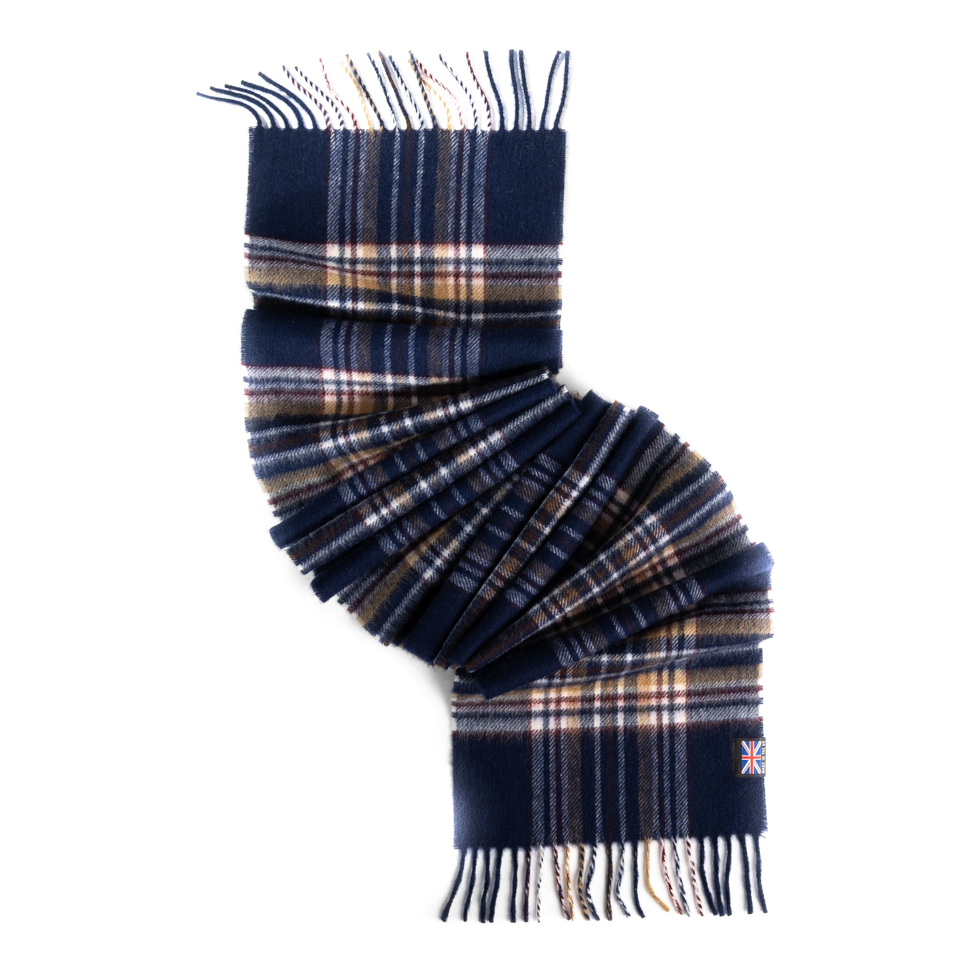 Prince of Scots Fringed Merino Wool Scarf (Navy Stewart)-scarf-[bar code]-Prince of Scots