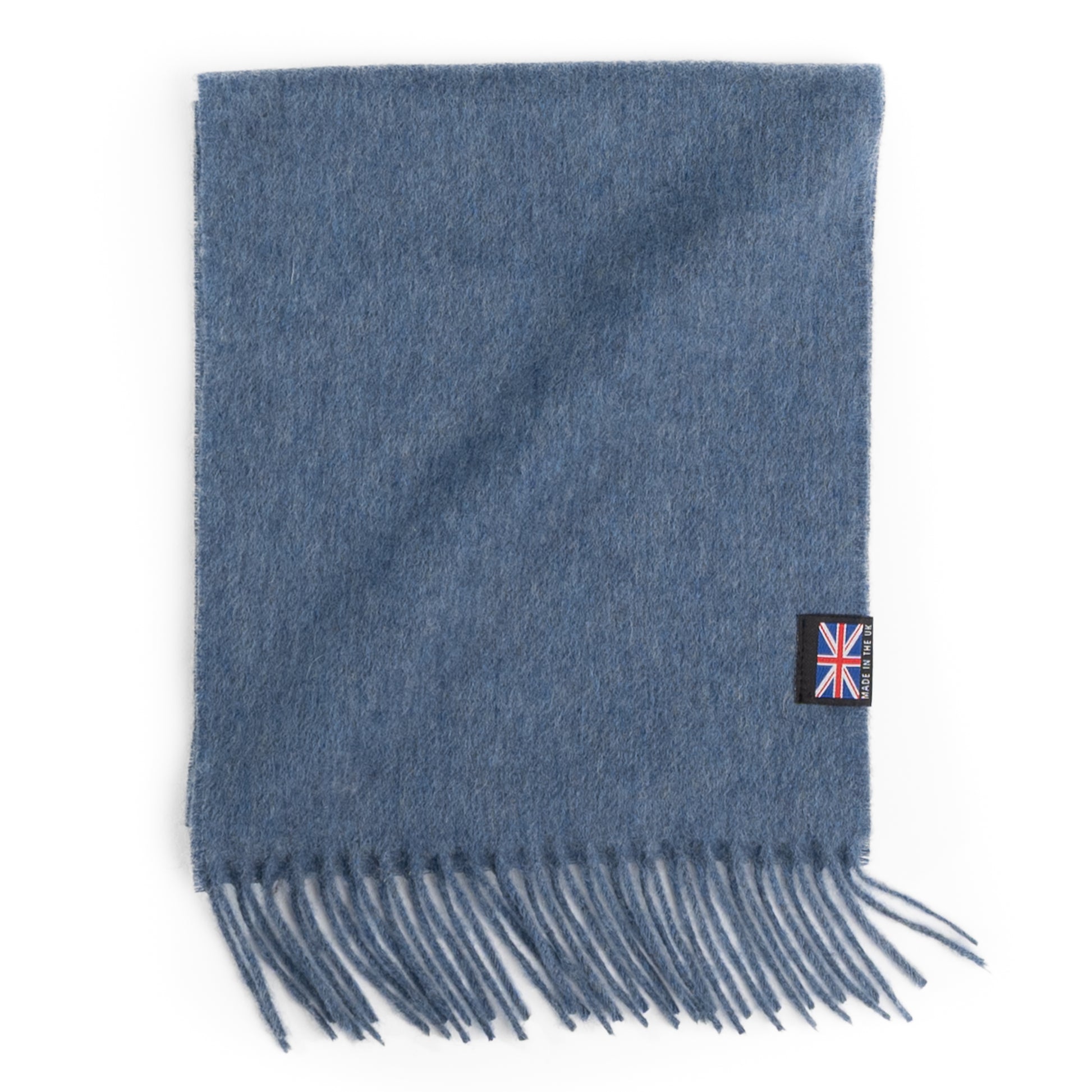 Prince of Scots Fringed Merino Wool Scarf (Oxford Heather Blue)-scarf-[bar code]-Prince of Scots