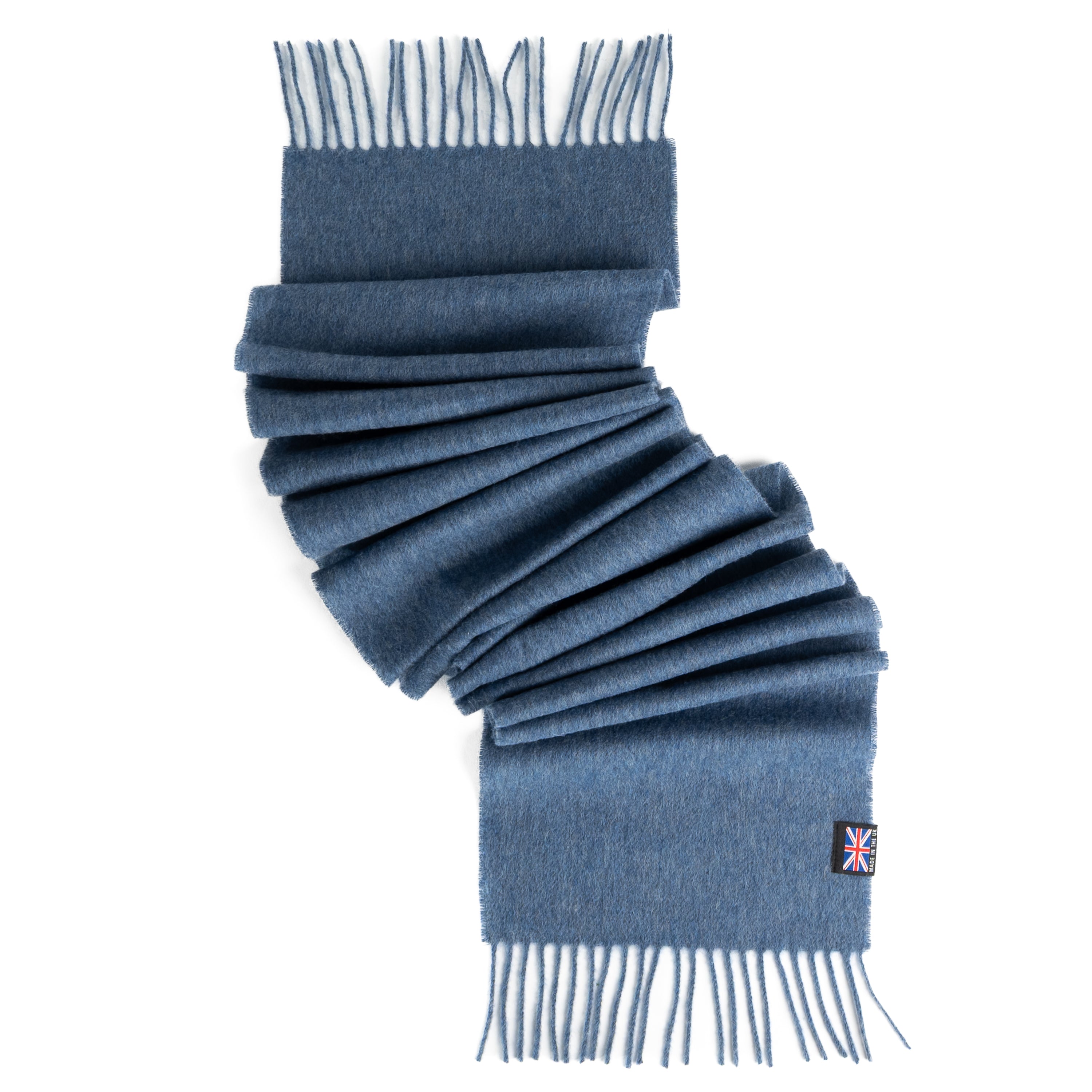 Prince of Scots Fringed Merino Wool Scarf (Oxford Heather Blue)