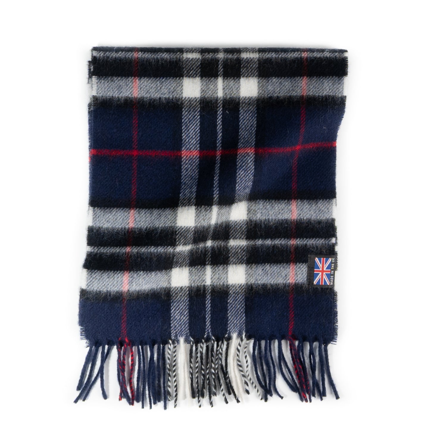 Prince of Scots Heritage Plaid Fringed Merino Wool Scarf (Cambridge Navy)-scarf-[bar code]-Prince of Scots
