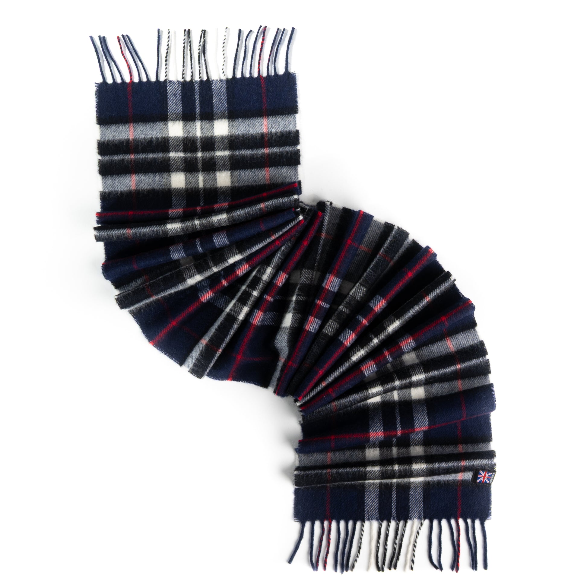 Prince of Scots Heritage Plaid Fringed Merino Wool Scarf (Cambridge Navy)-scarf-[bar code]-Prince of Scots