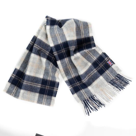 Prince of Scots Heritage Plaid Fringed Merino Wool Scarf (Stirling Silver)-scarf-[bar code]-Prince of Scots