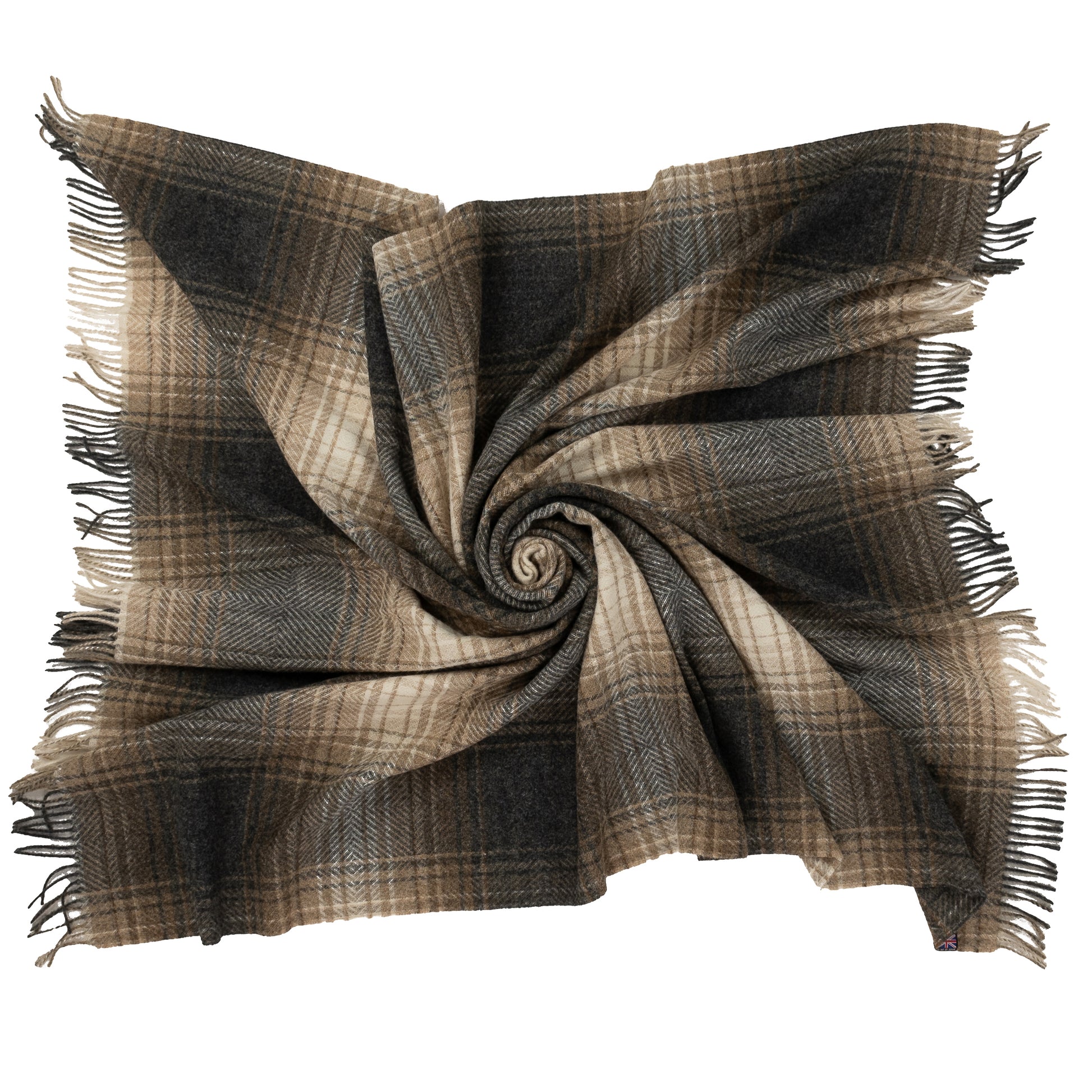 Highland Tweeds Shetland Lambswool Ombre Throw (Natural) -Throws and Blankets-[bar code]-Prince of Scots